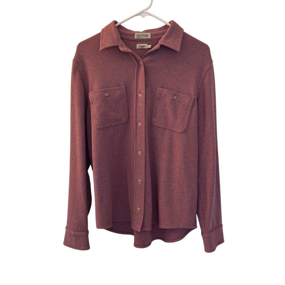 Women's Faherty The Legend Sweater Overshirt Button Up, Rose, Size L‎